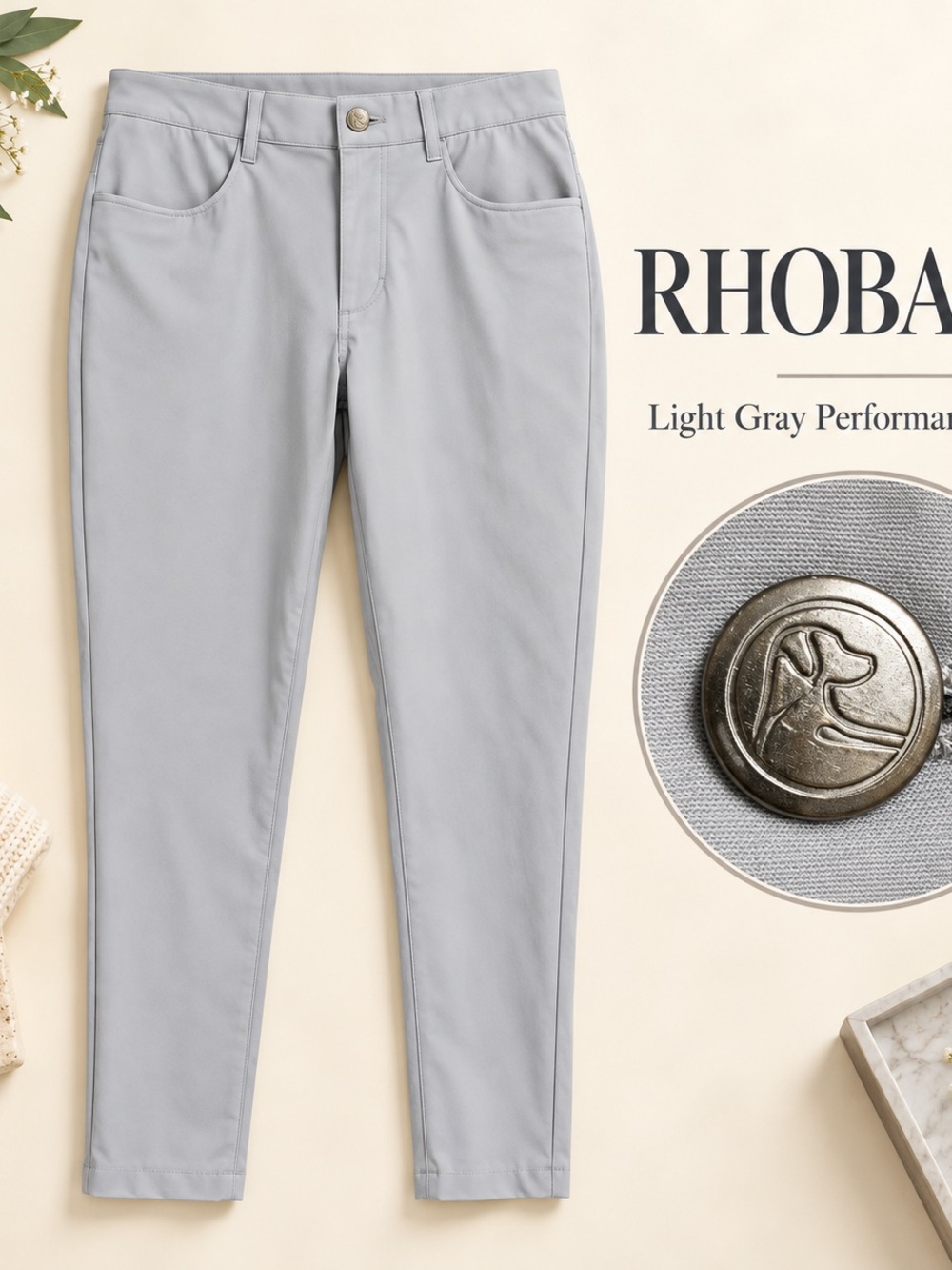 Rhoback Delt Performance Pants 32x30 Lt Gray Athleisure Preppy Business Casual